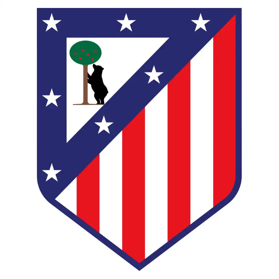 Un blason de club sportif en forme de bouclier avec un ours et un arbre en haut à gauche, et des bandes verticales rouges et blanches à droite.